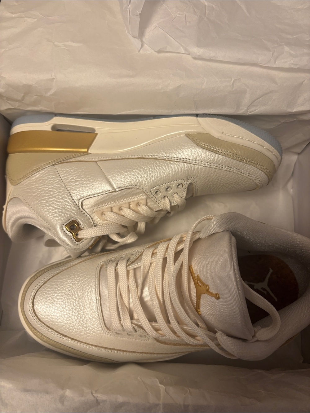 Jordan White & Gold Women's Low-Top Sneakers